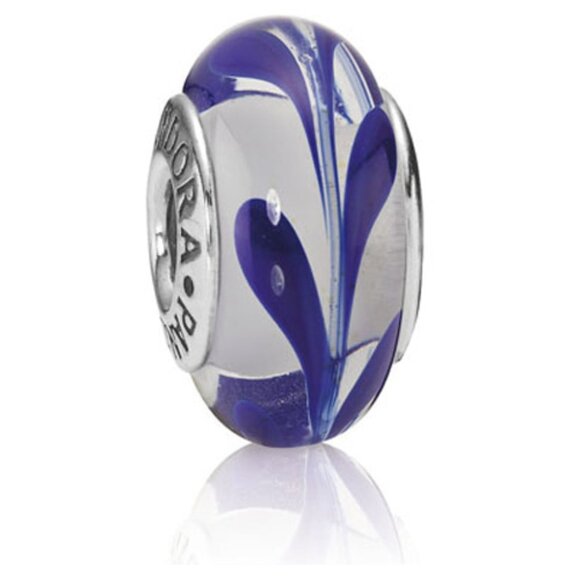 Authentic Retired Pandora Blue Swirl Murano Glass Bead - 790675 - Picture 5 of 5